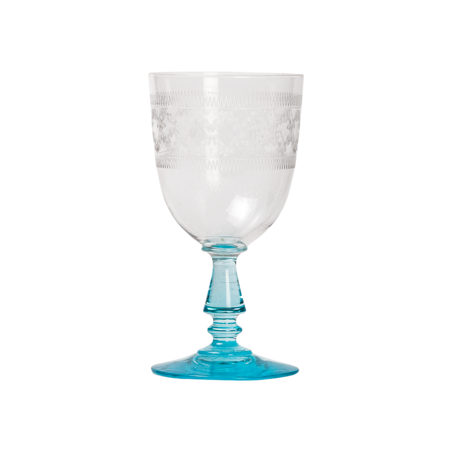 Set of Six Crystal Cordial Glasses - Cobalt - Charitable