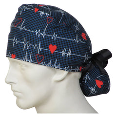 EKG Ponytail Scrub Caps