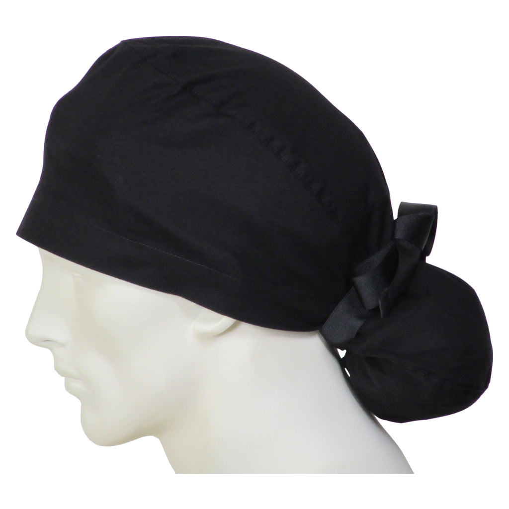 Ponytail Scrub Caps Midnight Black – surgicalcaps.com