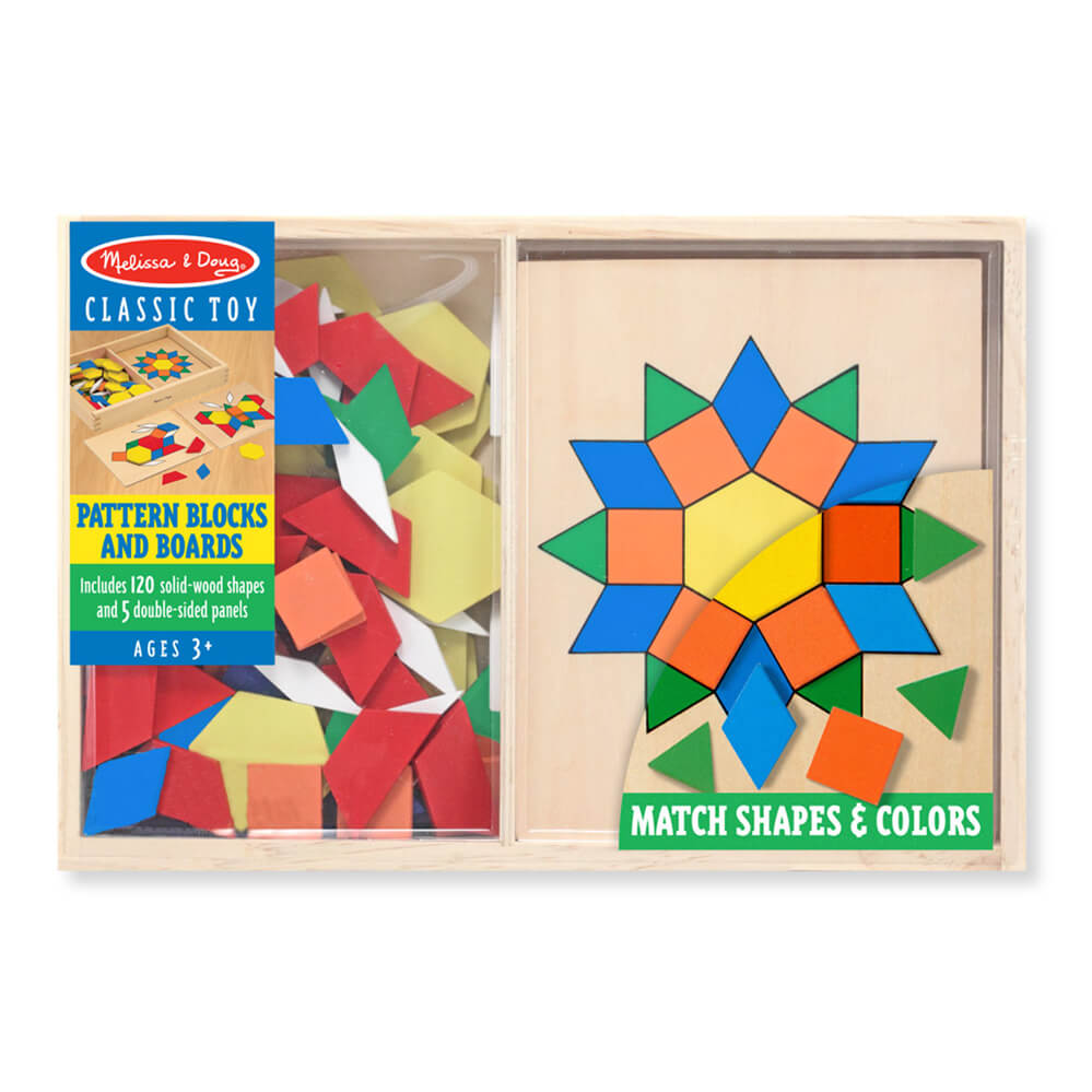 wooden pattern blocks and boards