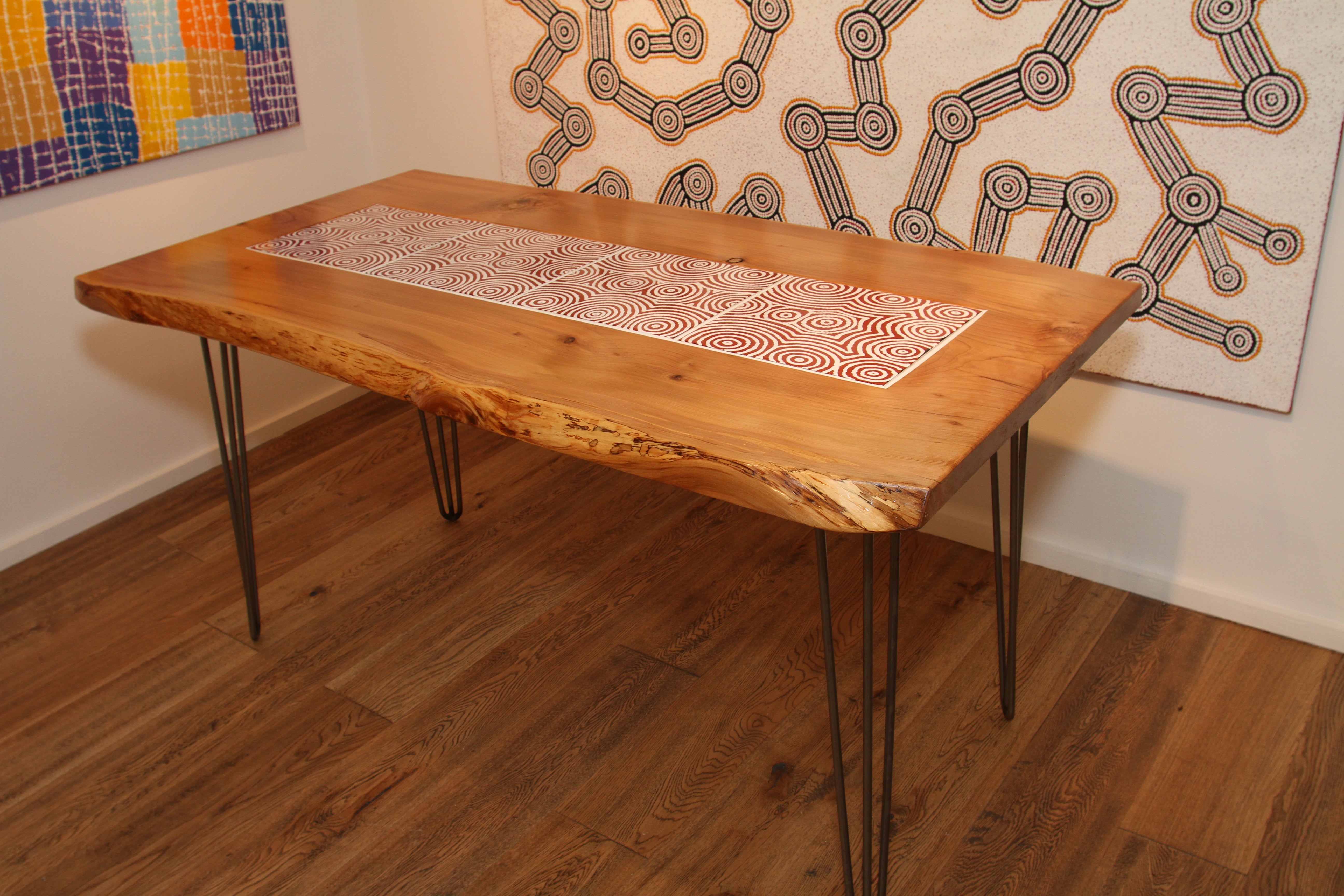 Dining Room Table Wooden Tile Inlay