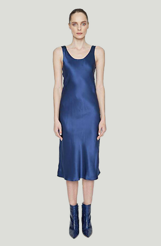 Maison de Papillon Azure "Therese" Silk Slip Dress