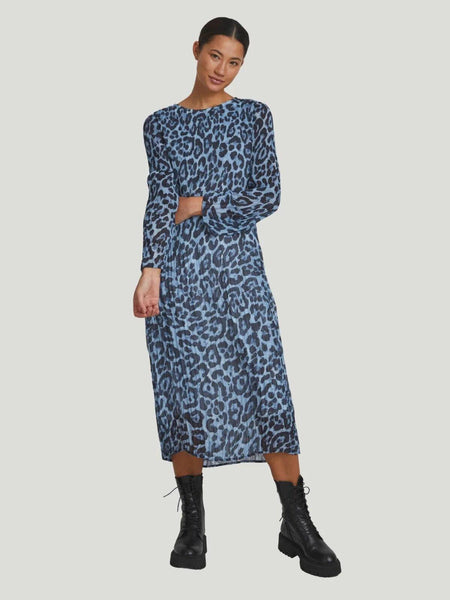 Ichi Monis Dress leopard print dresses long blue dresses work holiday party dresses