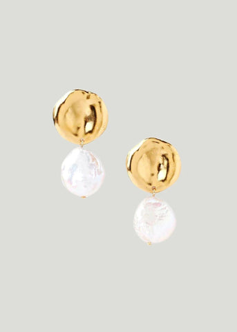 Chan Luu Two Tiered White Keshi Pearl Earrings