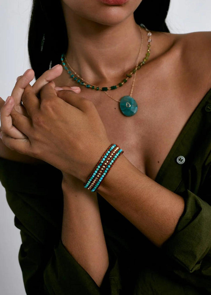 Model wearing Chan Luu wrap bracelet