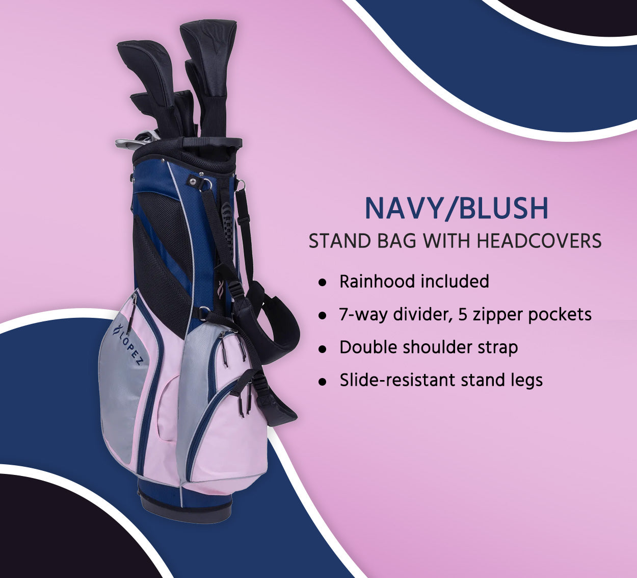 Nancy Lopez Golf Navy/Blush Bag
