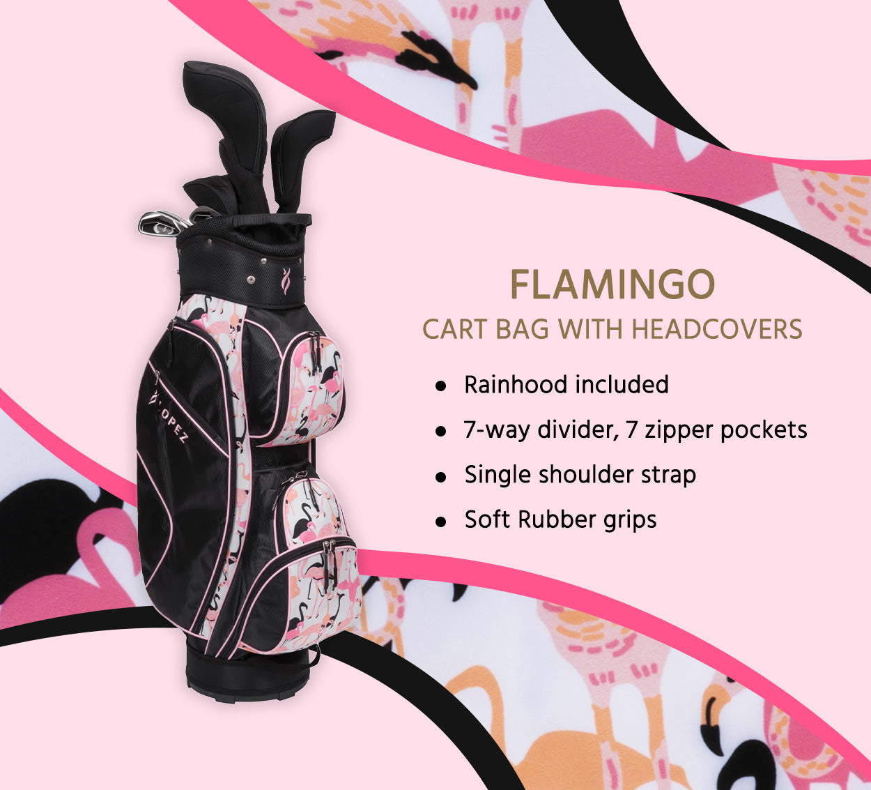 Flame 18-Piece Cart Bag Package Set - White/Black – Nancy Lopez