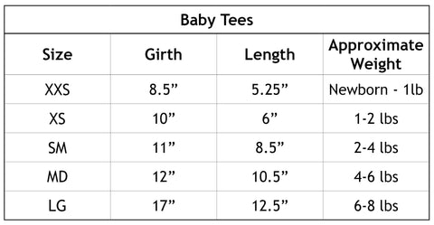 size, chart