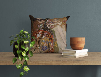 Gustave Klimt Watersnakes II Abstract Pillow, Art Pillow, Colorful Pillow Case, Modern Pillow, Square Pillow, Indoor Pillow Cases