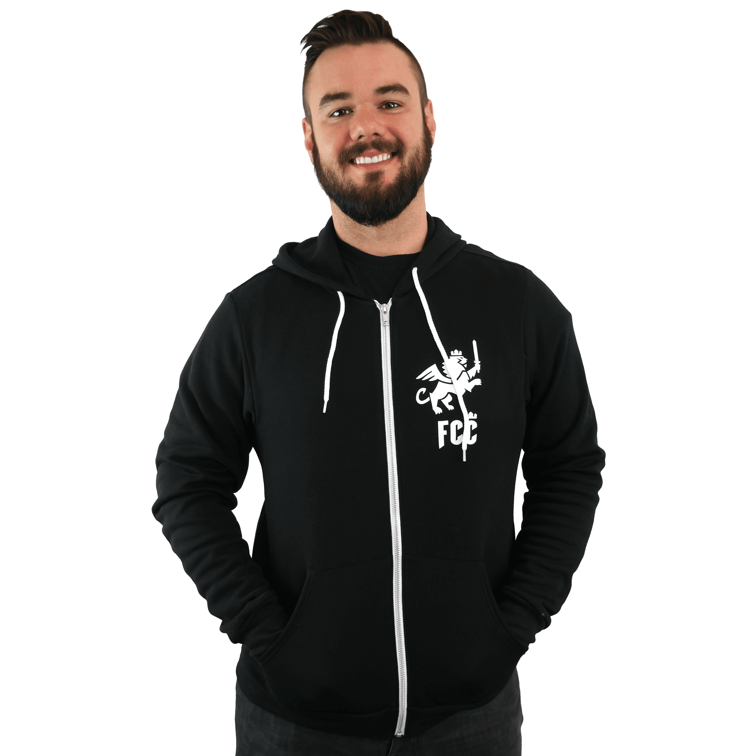 warm black zip up hoodie