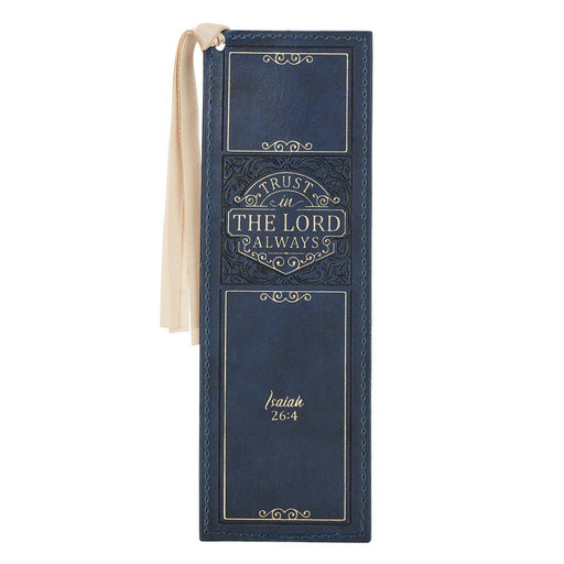 Trust In The Lord Always Navy Faux Leather Bookmark