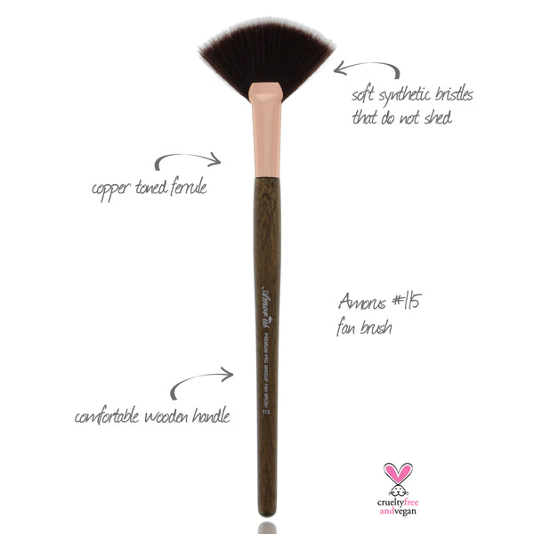 115 Amorus USA Premium Highlighter Fan Face Makeup Brush Amor Us makeup cosmetics brushes vegan cruelty free 