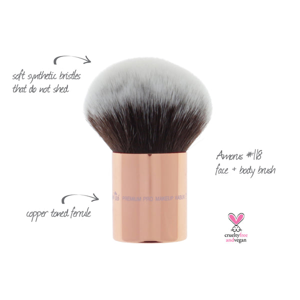 118 Amorus USA Premium Bronzer Face and Body Kabuki Makeup Brush Amor Us makeup cosmetics brushes vegan cruelty free