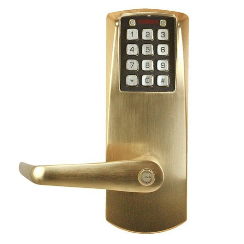 Kaba Eplex Electronic Pushbutton Door Lock, Key in Lever, Satin Brass E2031XS-LL-606 - Designer Entryway 