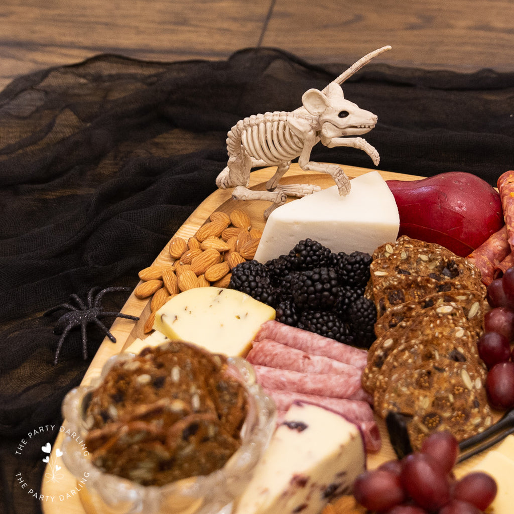 halloween charcuterie board rat skeleton