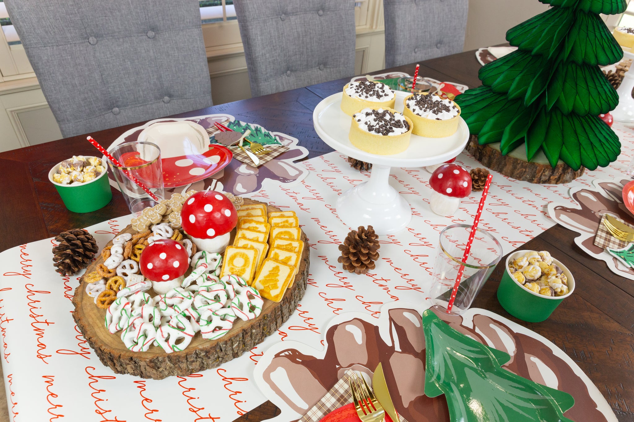Woodland Christmas Table Decorations With Snacks | The Party Darling