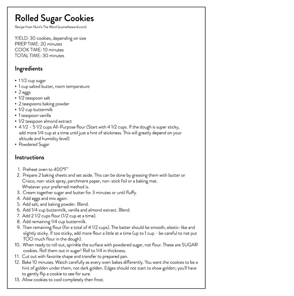 Rolled Sugar Cookies Recipe