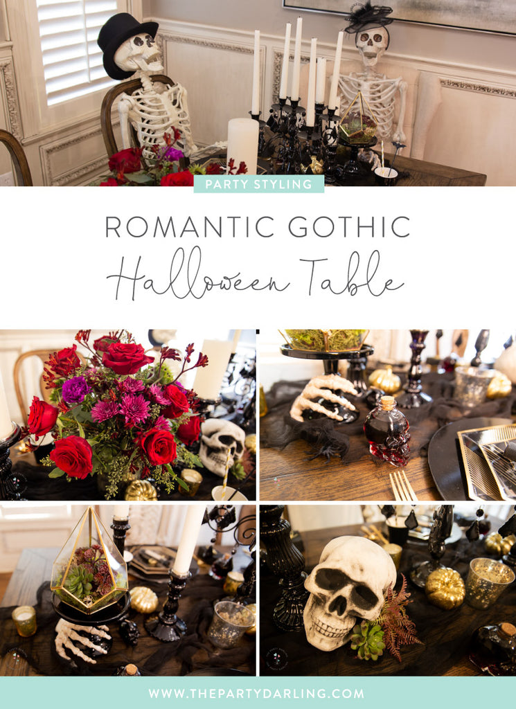 romantic elegant gothic halloween table setting