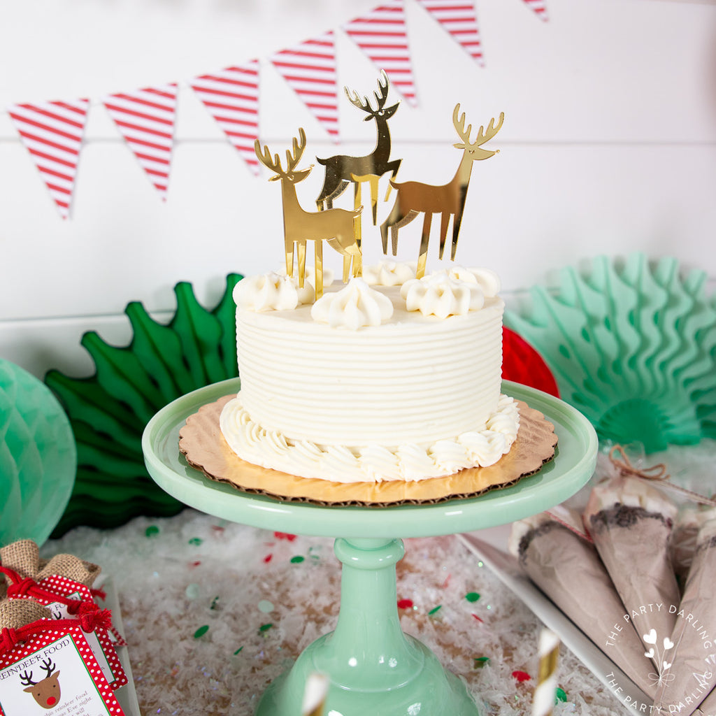 gold reindeer cake toppers