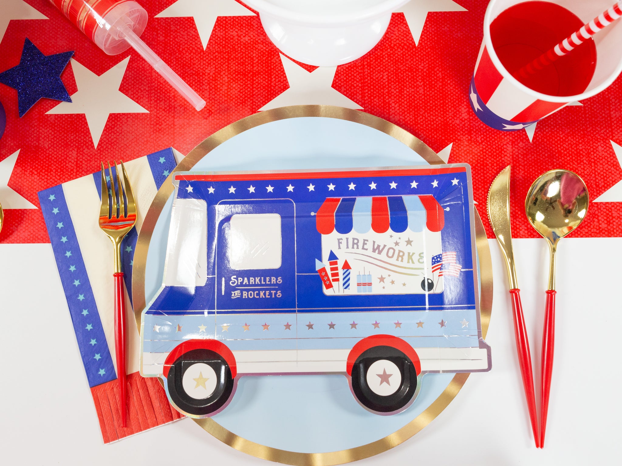 Patriotic firework truck plates | The Party Darling