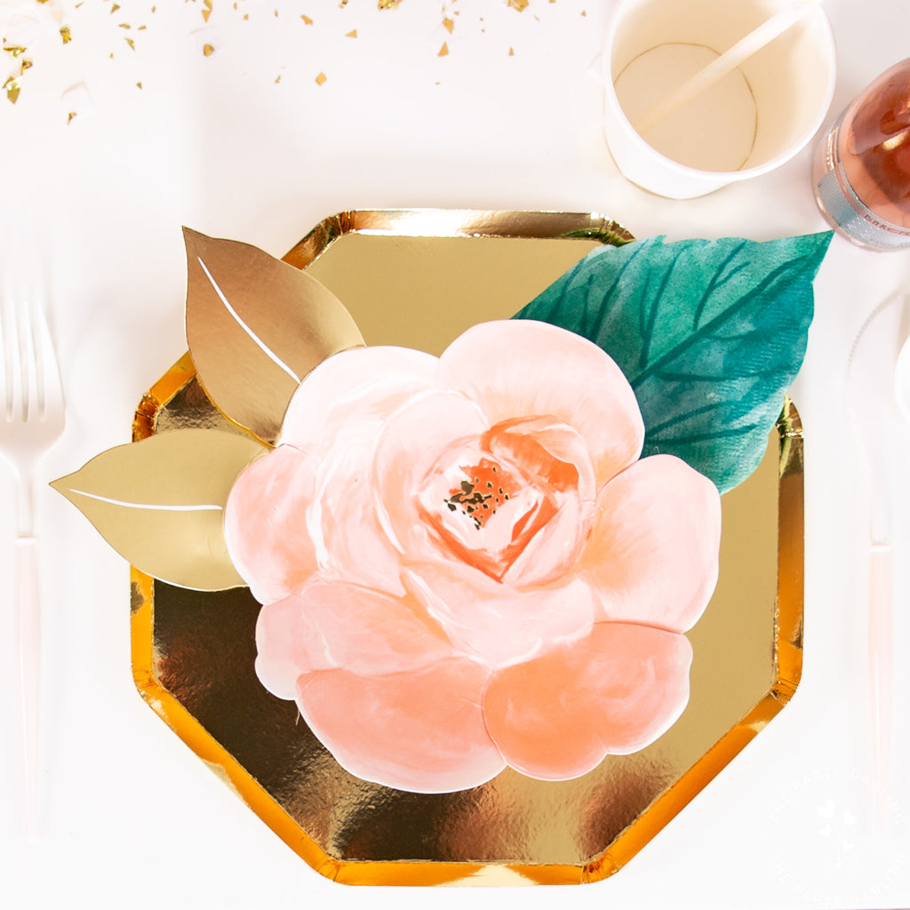 orange rose dessert plate