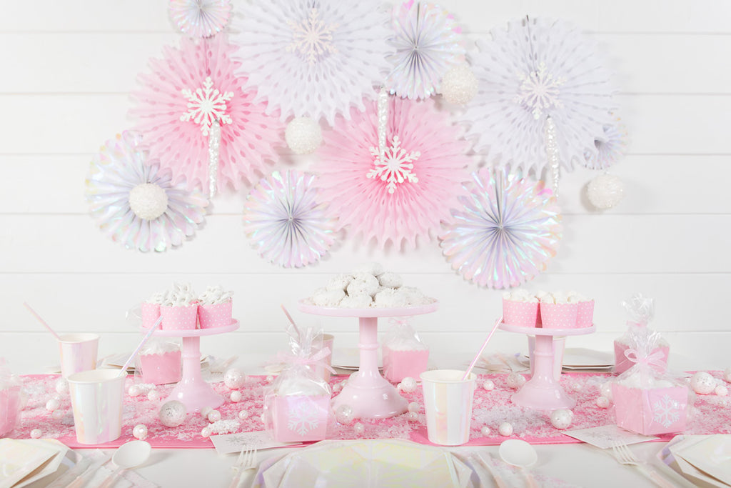 winter wonderland table setting backdrop