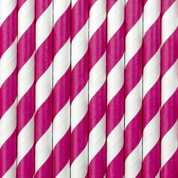 Pink Formal Paper Party Straws - 25 Pack – Girl Baby Shower Straws, Princess Straws, Pink Striped