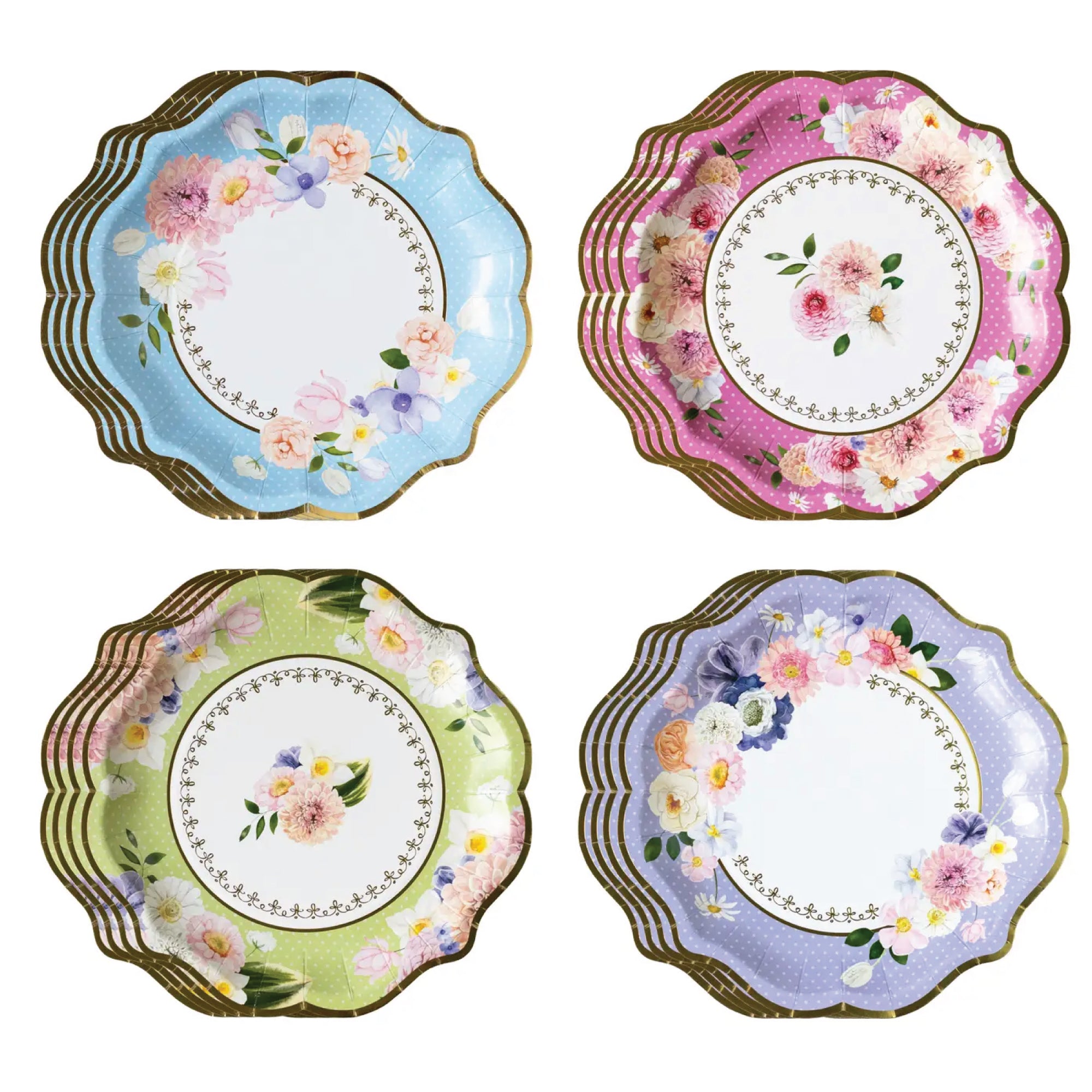 Floral Bridal Shower Scalloped Lunch Plates 16ct