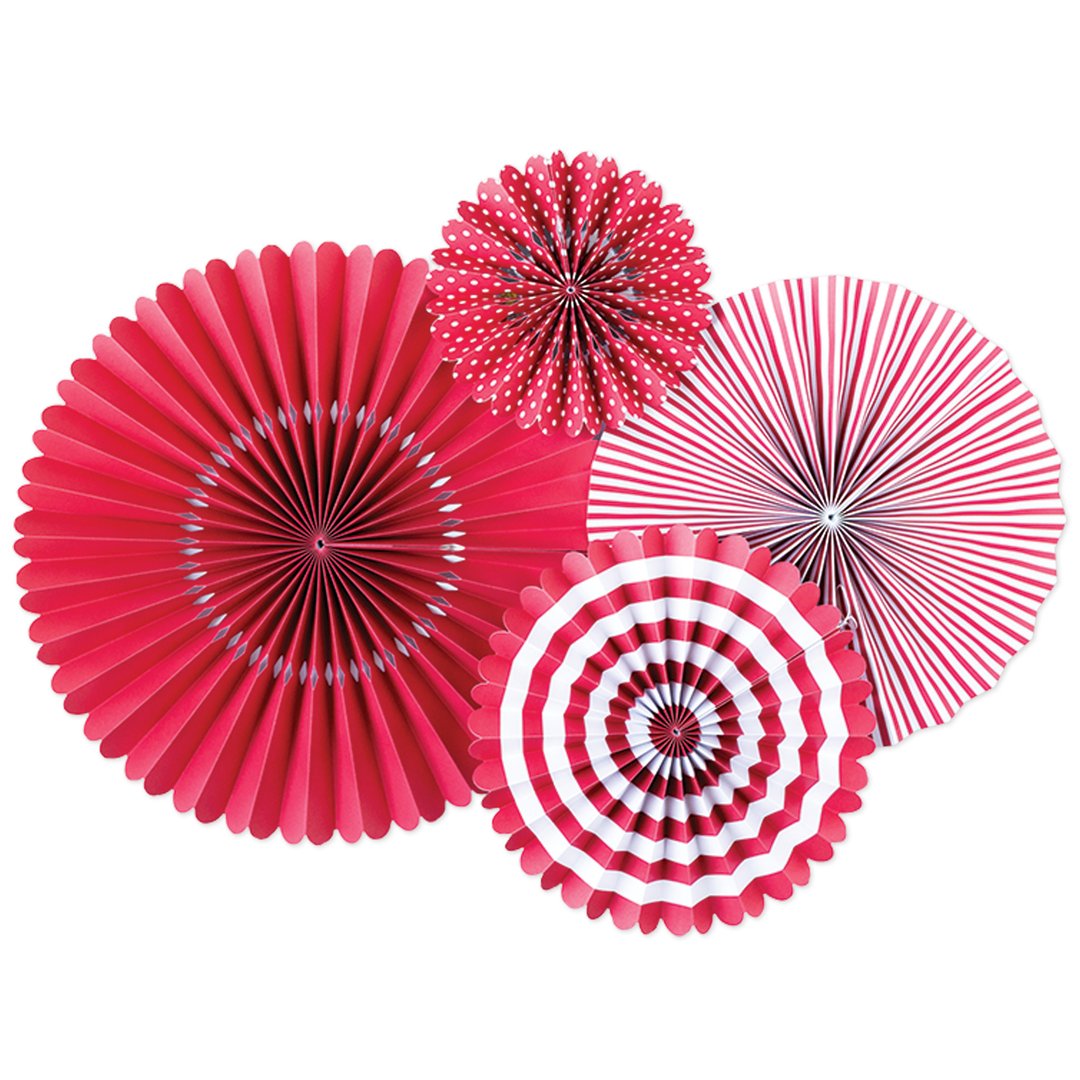 Red Tissue Paper Fan 13in