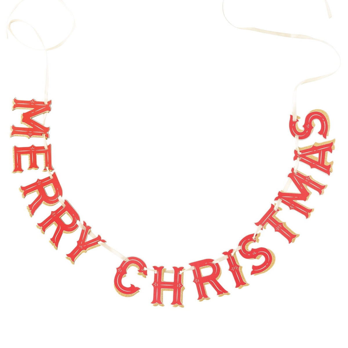 Red & Gold Merry Christmas Letter Banner 3ft | The Party Darling