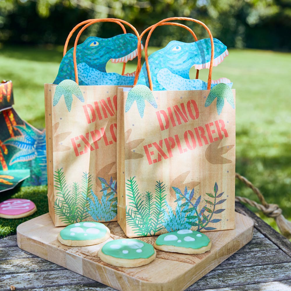 Prehistoric Dinosaur Kraft Favor Bags 8ct | The Party Darling