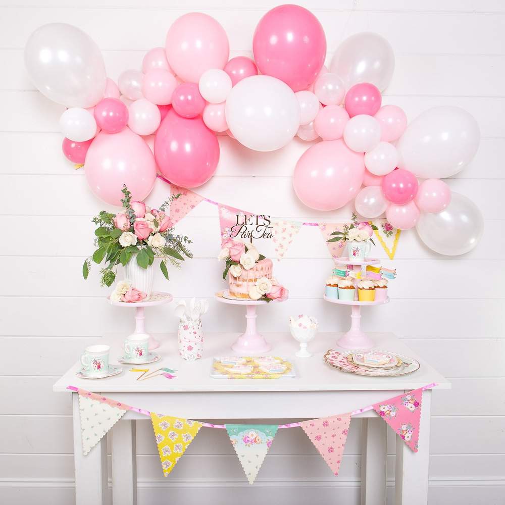 Pink &amp; White Balloon Garland Kit 6ft | DIY Organic | The Party Darling