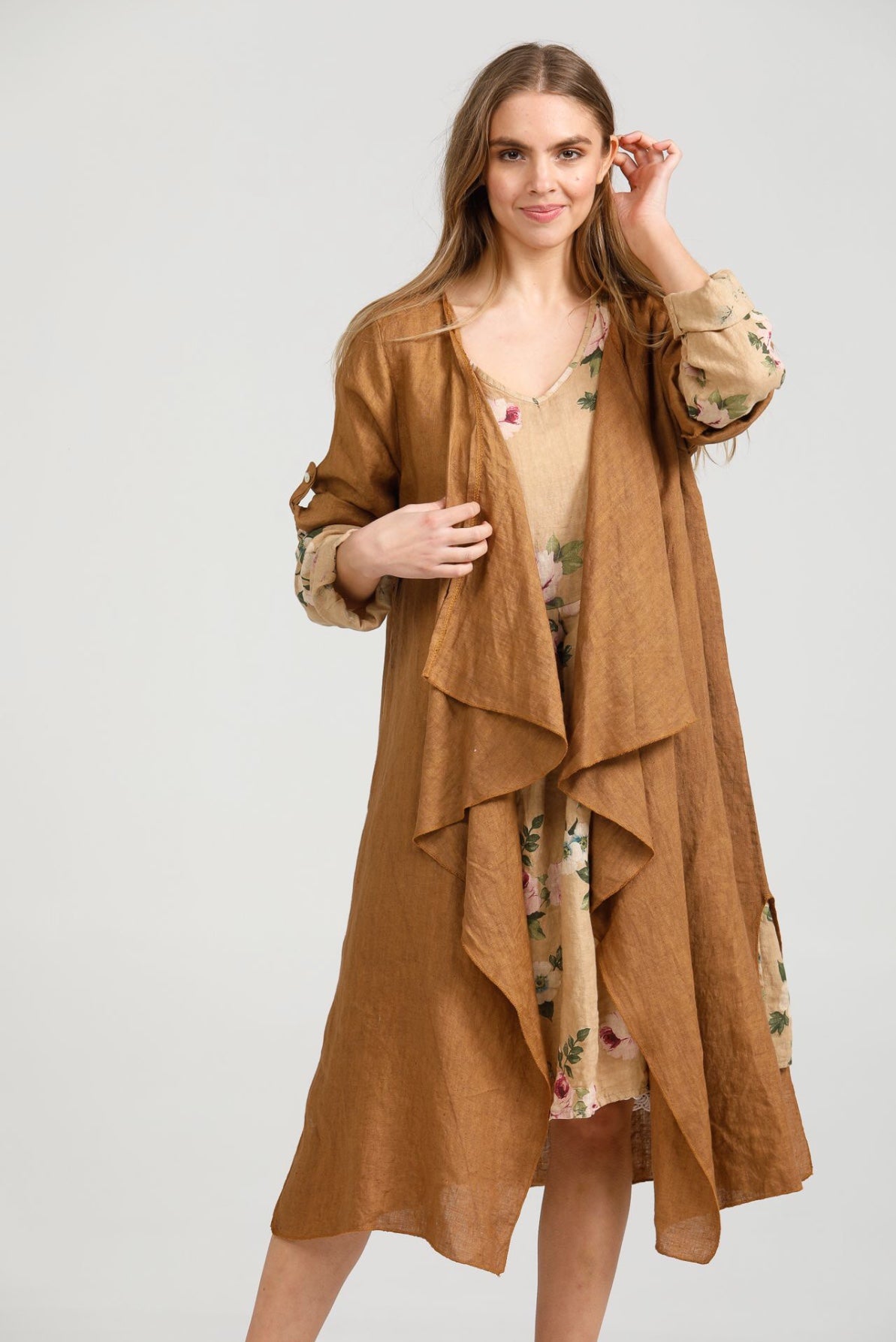 Zayna Satin Duster Jacket - Dusty Pink