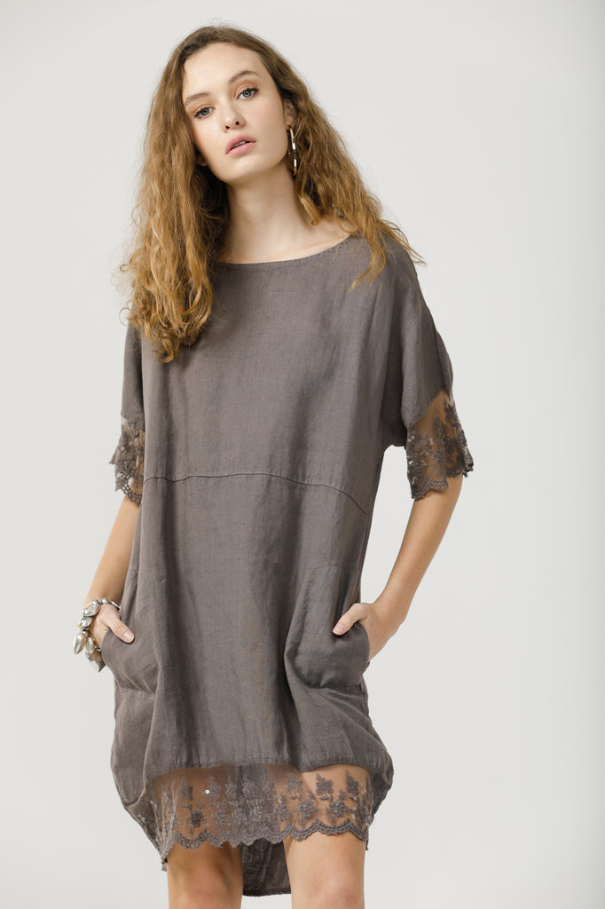 linen and lace dress