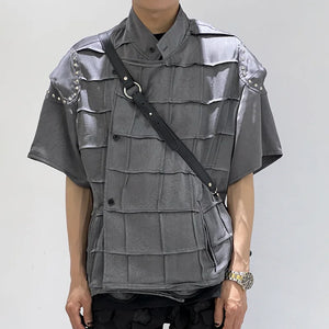 Plaid Wave Asymmetrical Shirt - limetliss