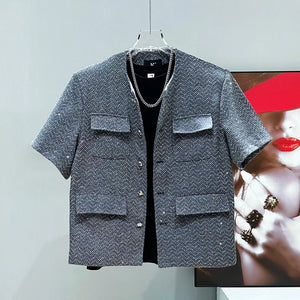 Quad Pocket Jacquard Button Up Shirt - limetliss