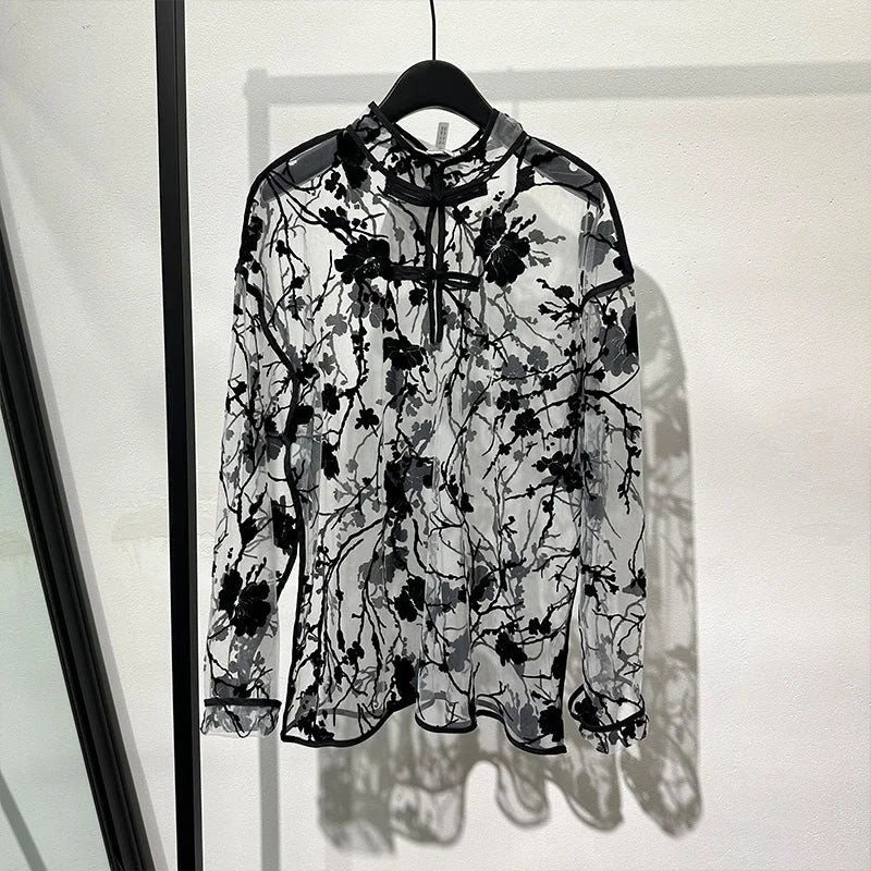 Mesh Transparent Button Up