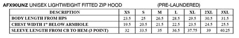 afx90unz size chart