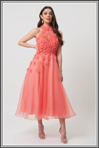 Forever Unique Aretha Dress in Coral