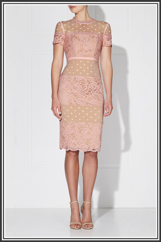 Ava Midi Dress - Powder Pink / Nude