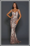 Harris Sequin Gown - Rose Gold