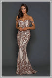 Harris Sequin Gown - Rose Gold