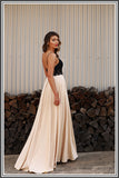 Meghan Black & Champagne Prom Dress