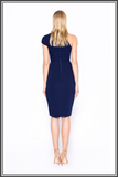 "Just As You Are" Asymmetric Midi Dress - Navy, Bright Purple & White