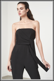 Bandeau Wrap Tie Belt Jumpsuit - Black