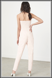 Bandeau Wrap Tie Belt Jumpsuit in Soft Pink by Lavish Alice