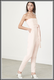 Bandeau Wrap Tie Belt Jumpsuit in Soft Pink by Lavish Alice