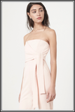 Bandeau Wrap Tie Belt Jumpsuit in Soft Pink by Lavish Alice