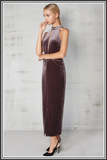 Velvet High Neck Dress - Grey