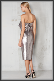 Sequin Bandeau Cropped Dress - Silver